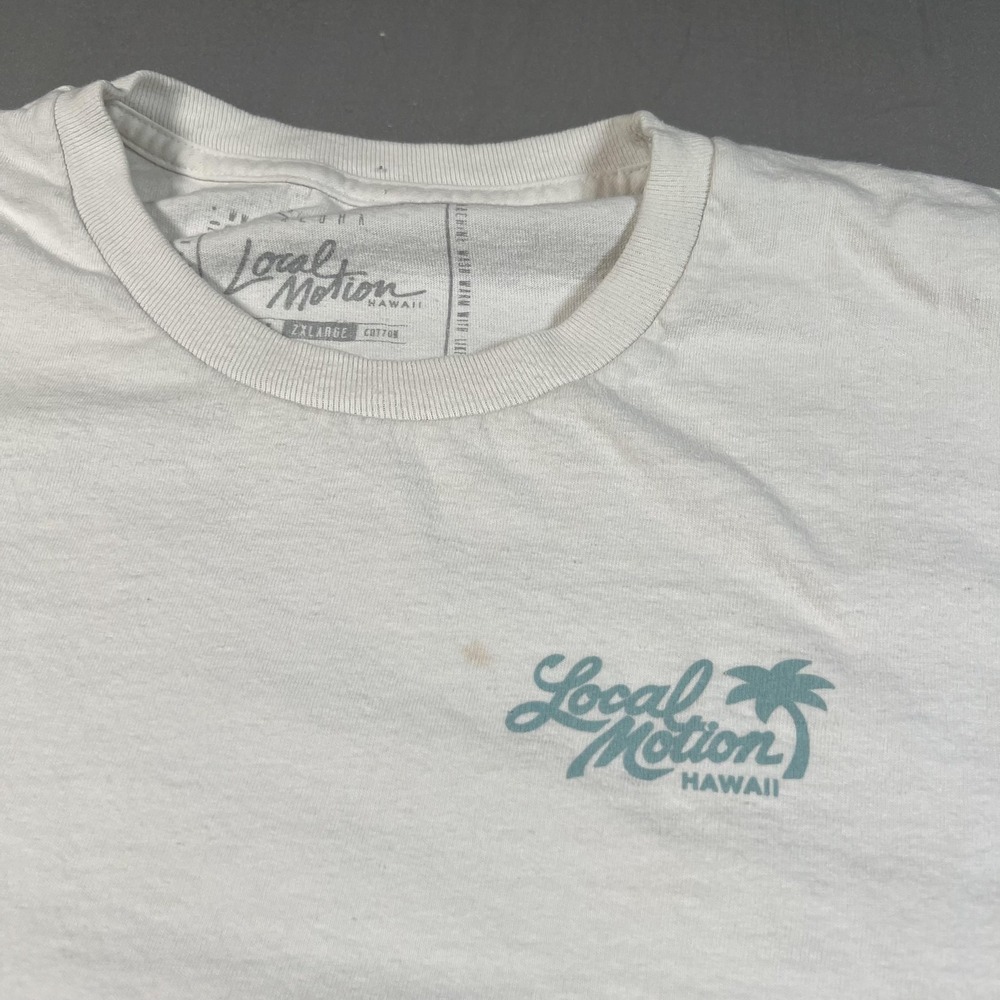 Local Motion Hawaii Shirt Mens 2XL Surf Graphic Beachwear Aloha Tee Stained‎